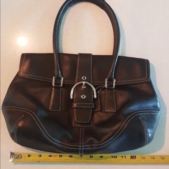 Coach 9550 Black Leather Flap Satchel Handbag - Picture 4 of 4